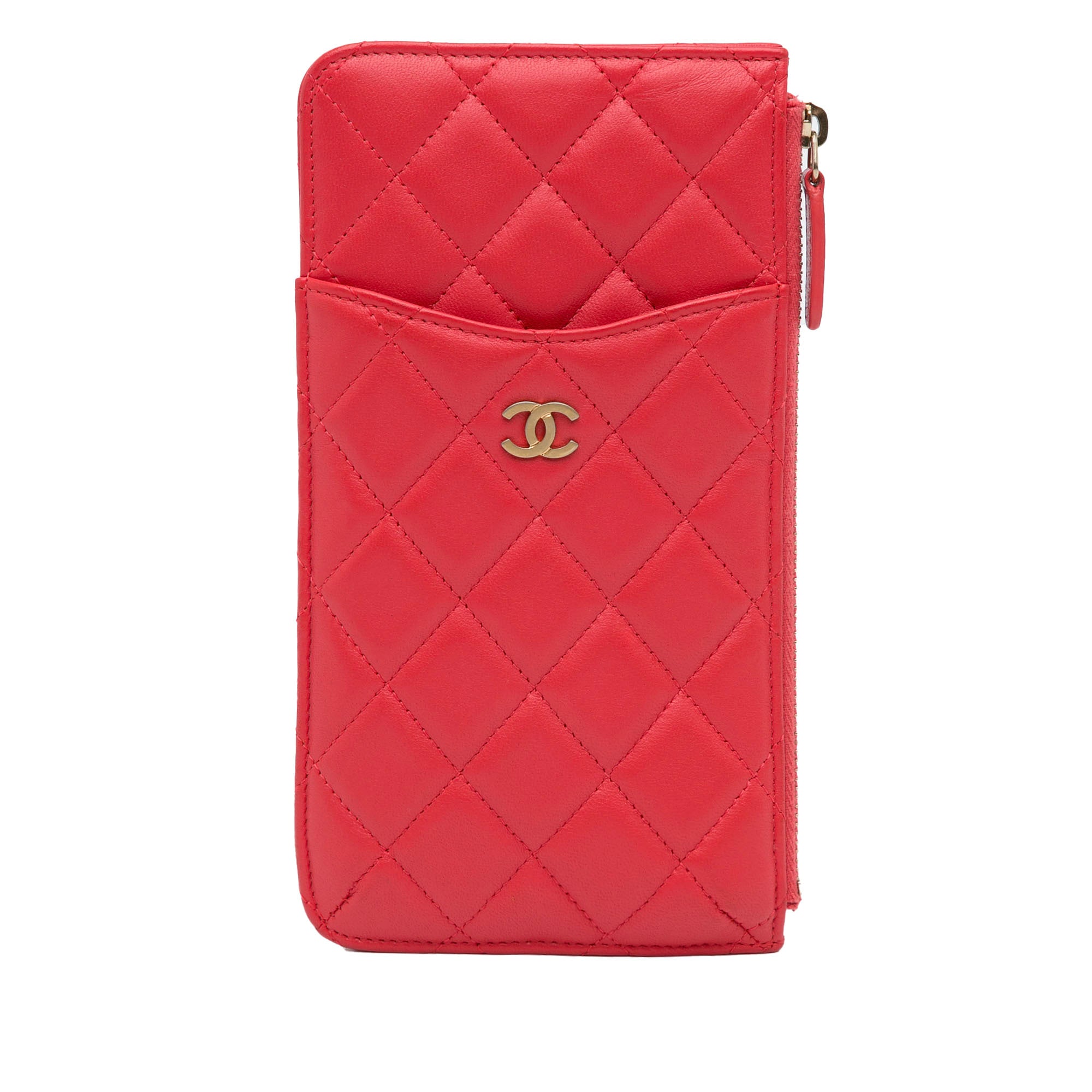 CC Quilted Lambskin Flat Wallet