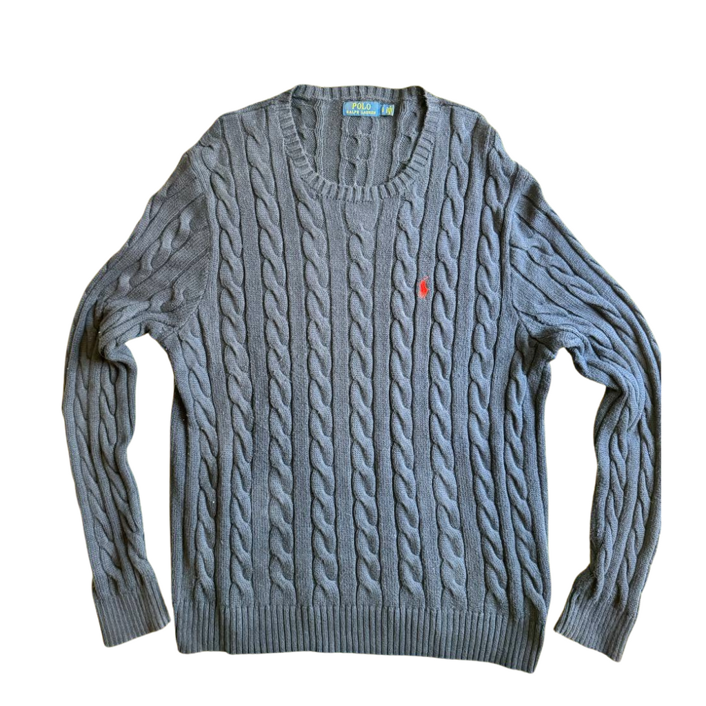 Ralph Lauren Sport VTG Cable Knit Sweater V Neck Pullover