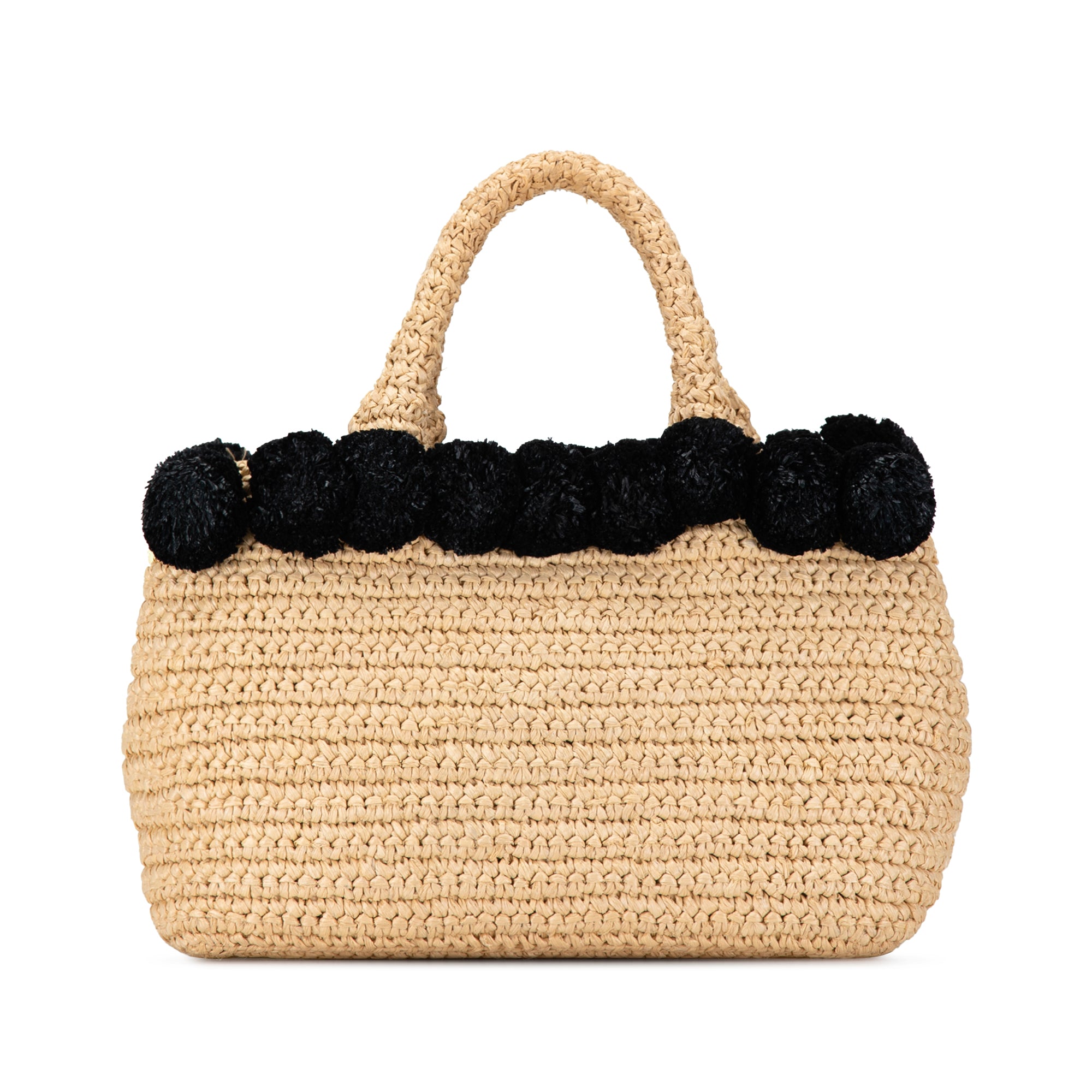 Small Raffia Pompom Satchel