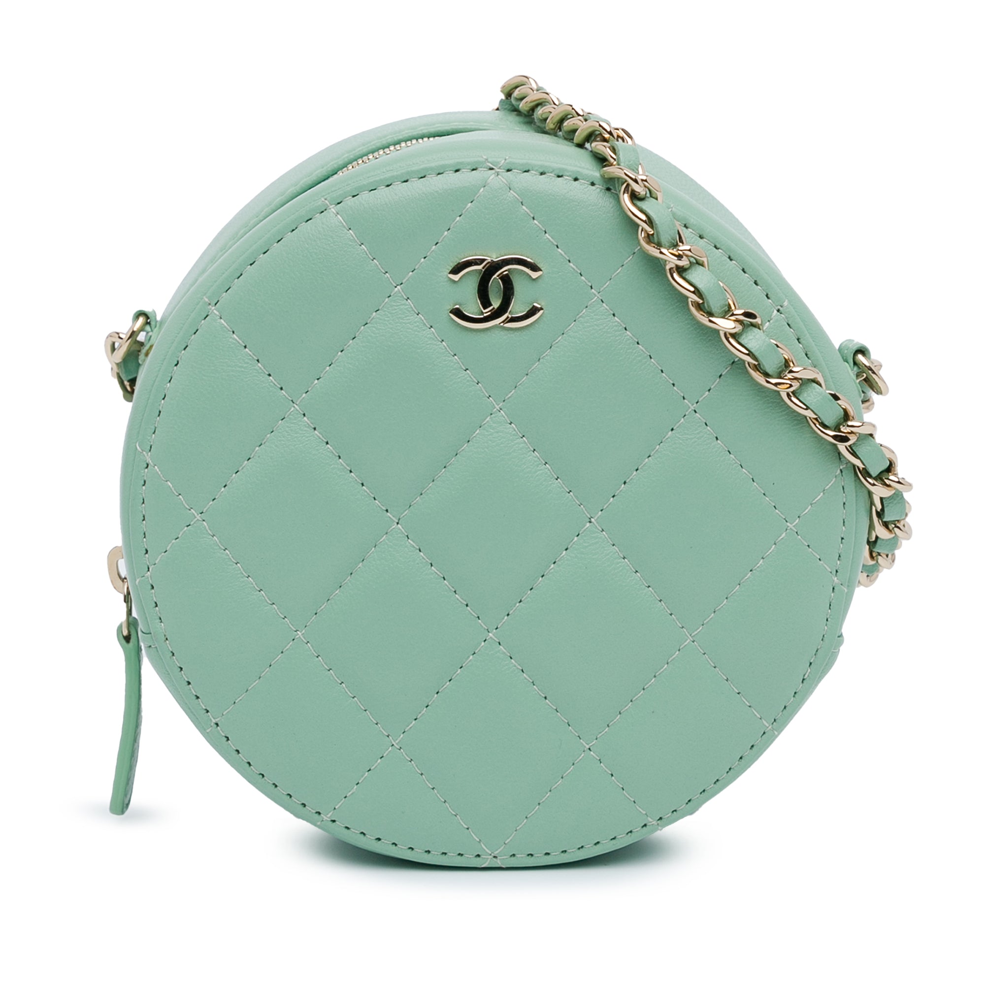 Quilted Lambskin Round Crossbody