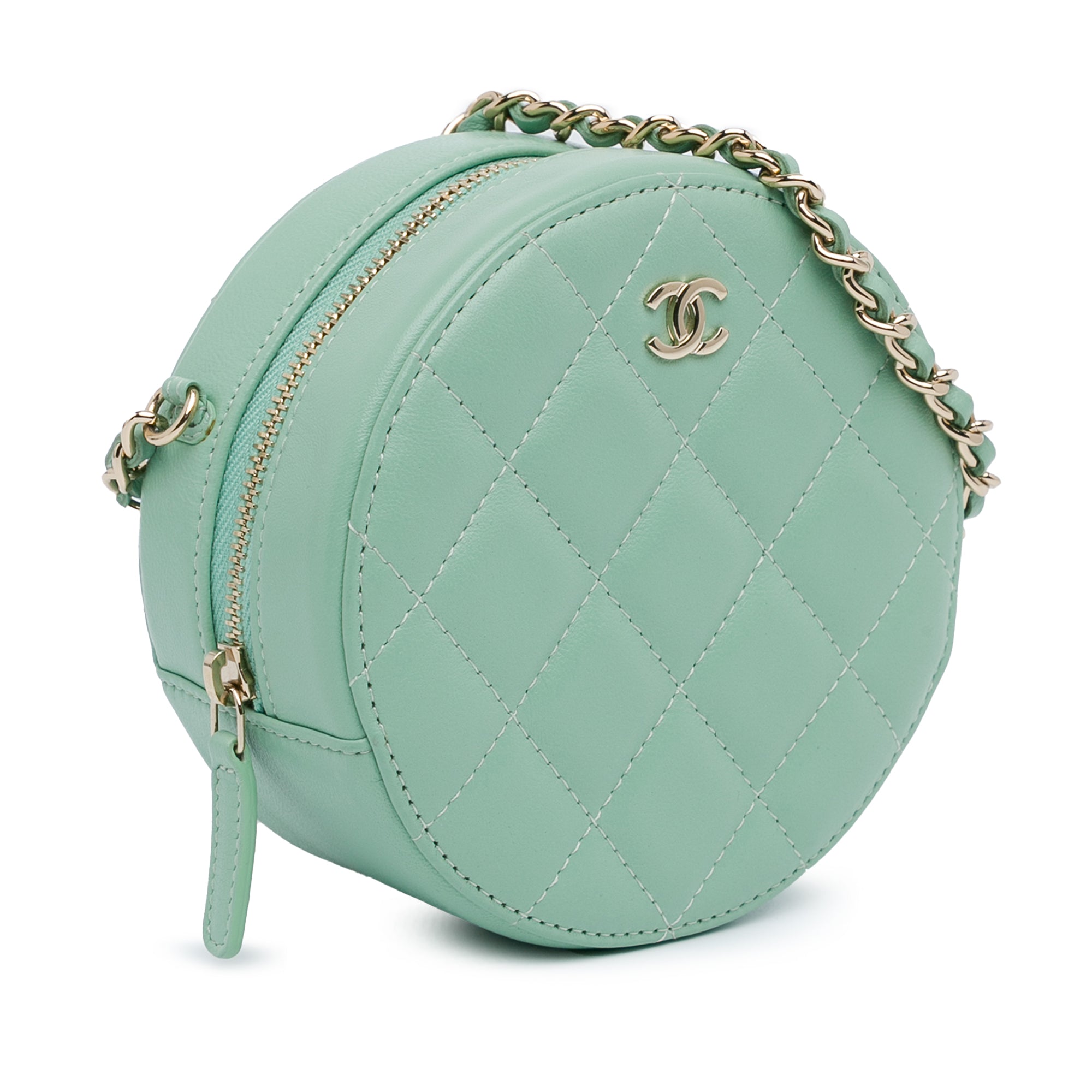 Quilted Lambskin Round Crossbody