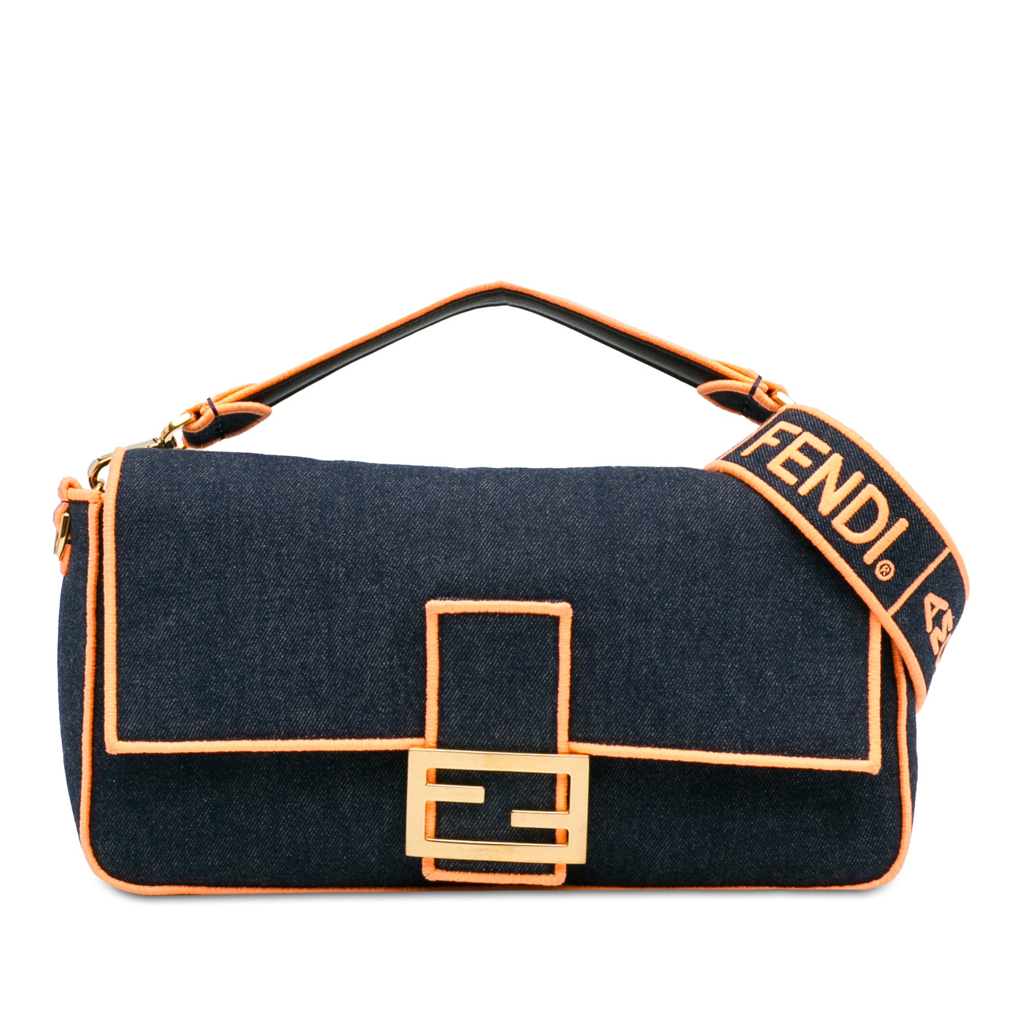 Large Denim Baguette Satchel