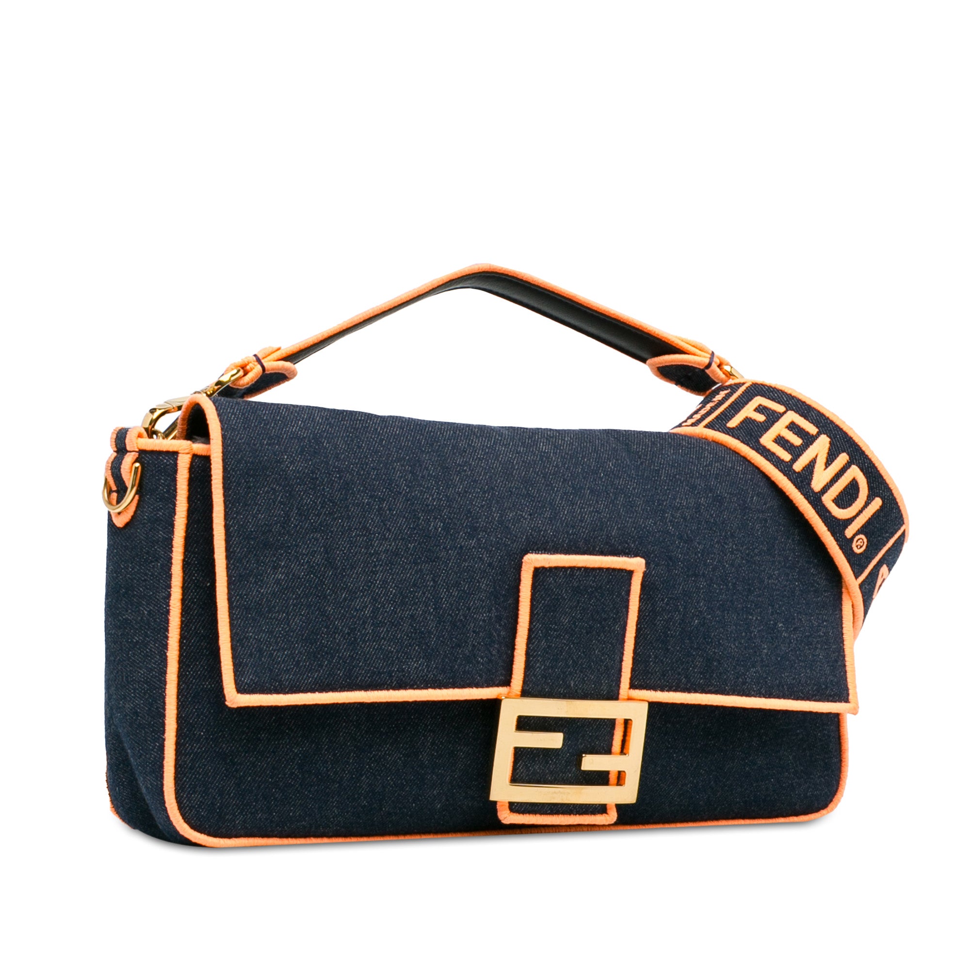 Large Denim Baguette Satchel