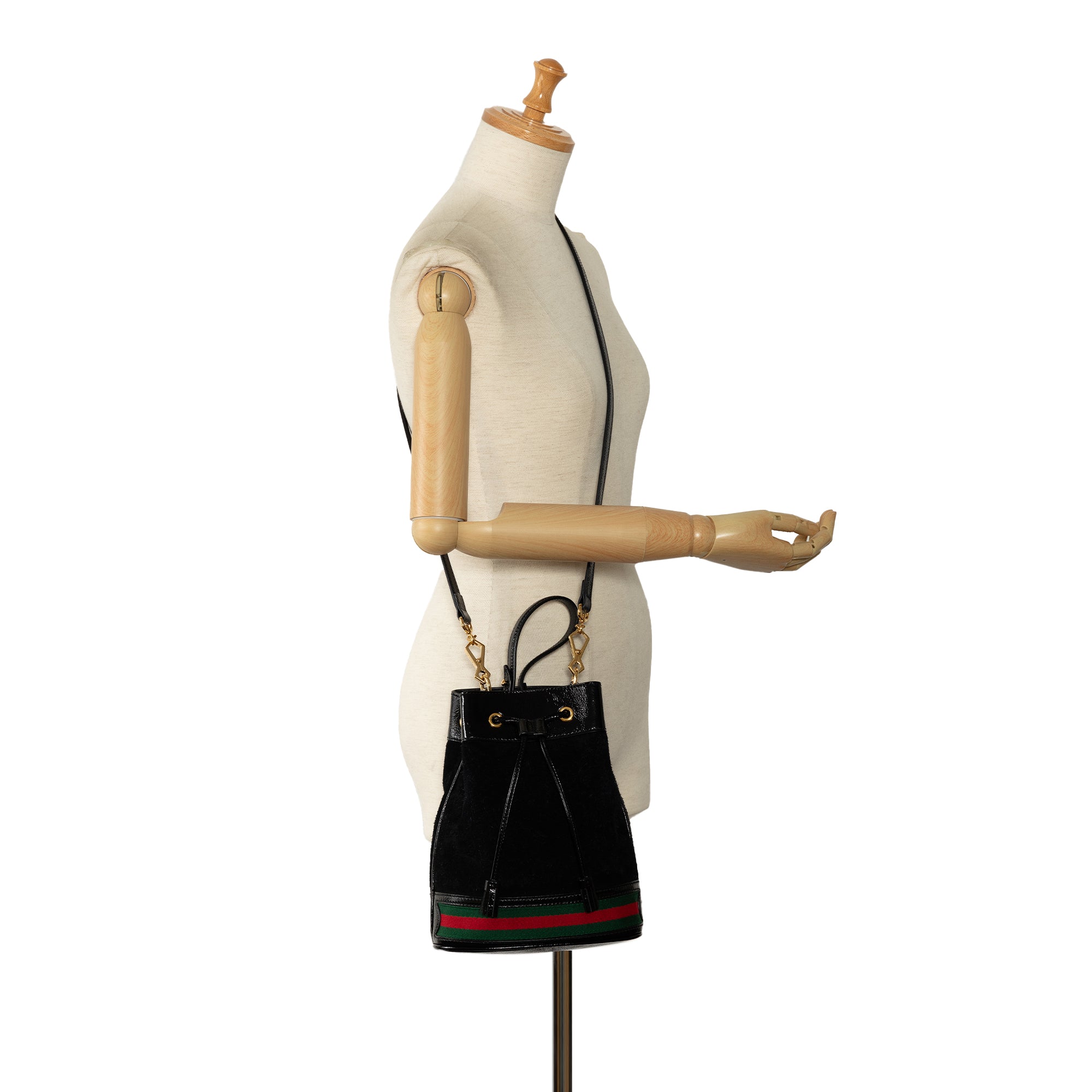 Suede Ophidia Web Bucket Bag